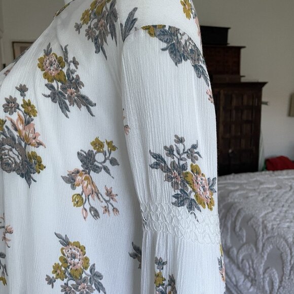 Free People Dress XS Mini Floral Gardenia Swing Tunic Boho Flowy Cottagecore - Picture 6 of 12